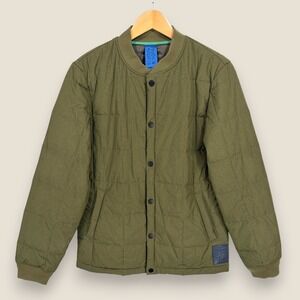 Scotch & Soda Quilted Bomber Jacket Men Small Olive Green Snap Insulated Puffer